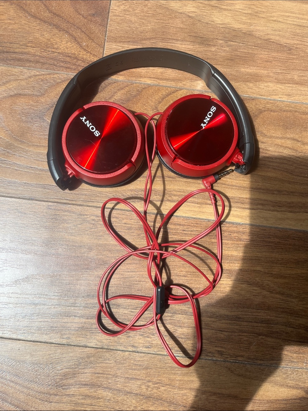 Sony Red and Black Wired On-Ear Headphones with Mic
